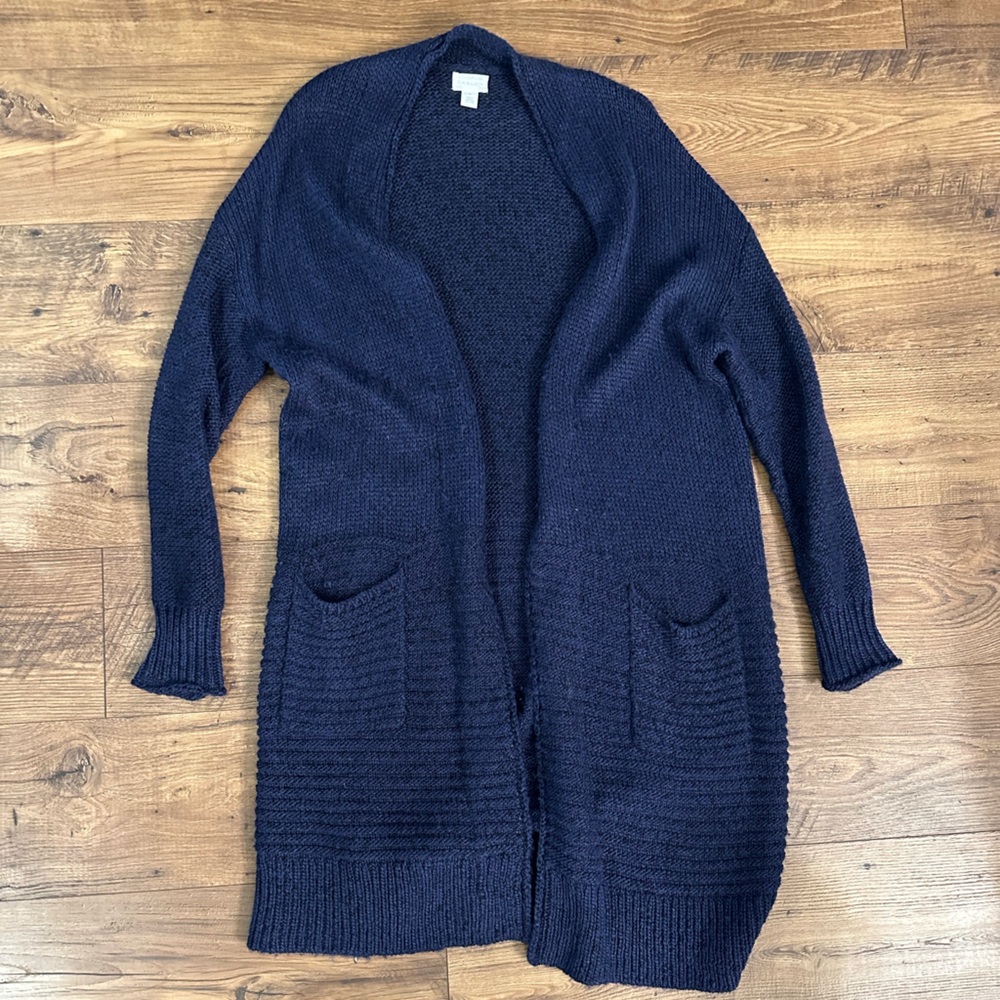 Long open front sweater